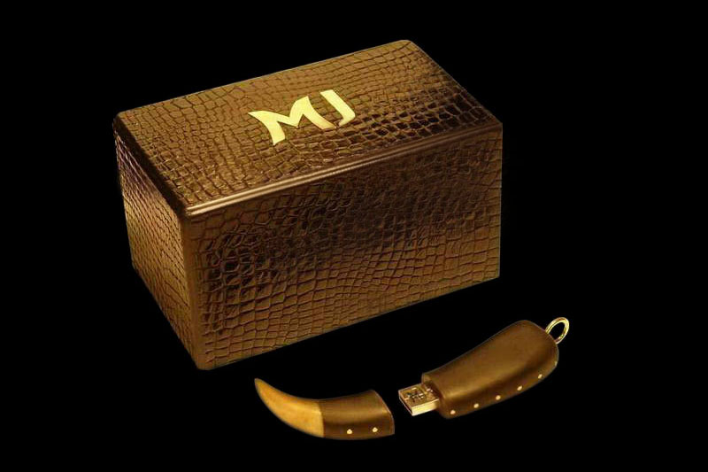 MJ - USB Flash Drive Tiger Blackwood Diamond Edition - Super Fast, Natural Material, Wild Stile - Gift Box from Crocodile Skin & Gold Logo.